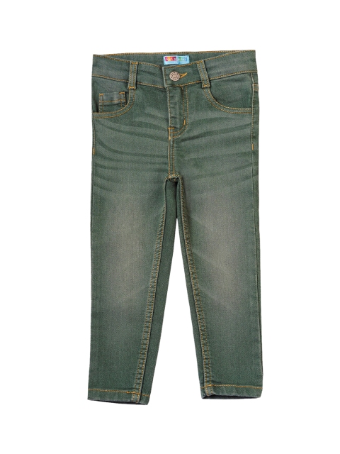 

Kid Studio Boys Green Tapered Fit Mid-Rise Clean Look Stretchable Jeans
