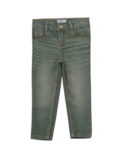 

Kid Studio Boys Green & Grey Tapered Fit Mid-Rise Clean Look Jeans