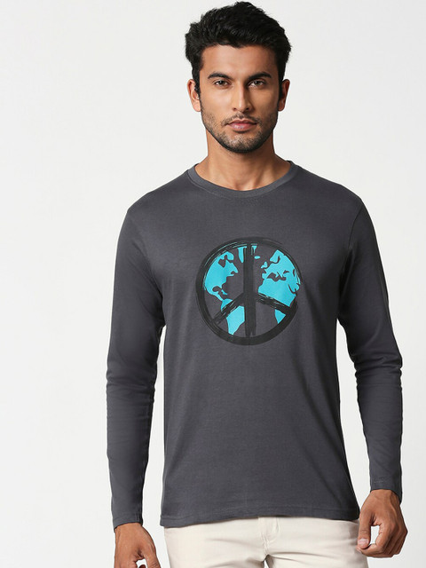 

Bewakoof Men Charcoal Grey Printed Round Neck T-shirt