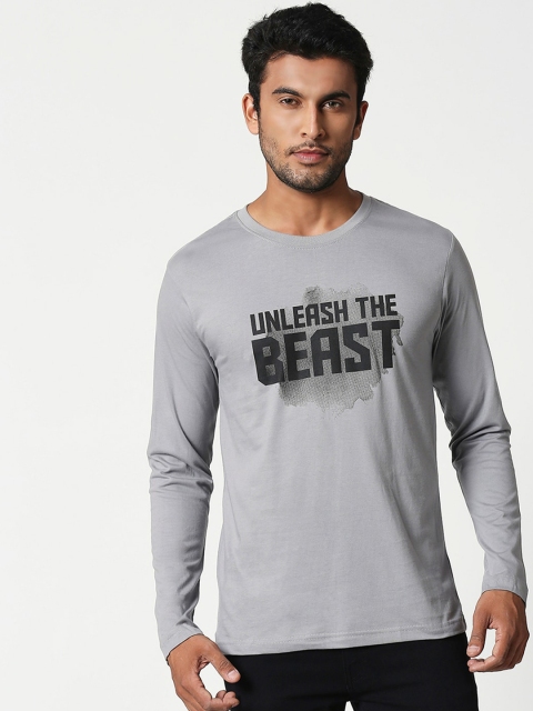 

Bewakoof Men Grey Beast Is Unleashed Print Round Neck T-shirt