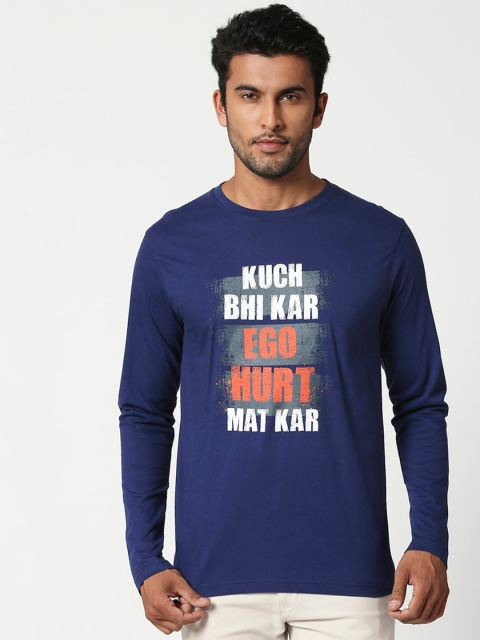 

Bewakoof Men Navy Blue Printed Round Neck T-shirt