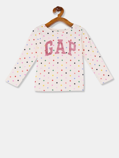 

GAP Toddler Girls White Printed Long Sleeve Logo Graphic T-Shirt, Off white