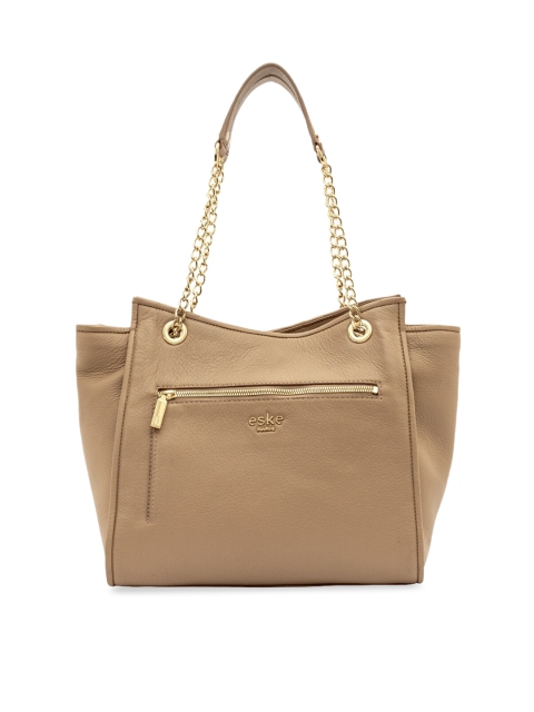 

Eske Beige Textured Leather Shoulder Bag
