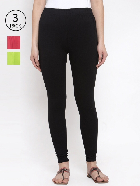 

TAG 7 Women Pack of 3 Solid Leggings, Black