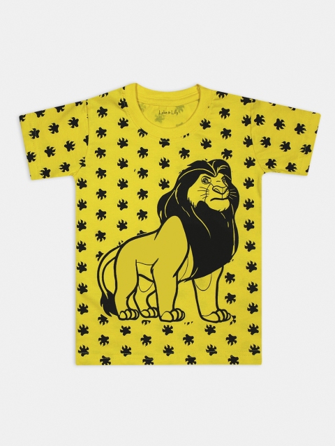 

Luke & Lilly Boys Yellow & Black Printed Round Neck T-shirt