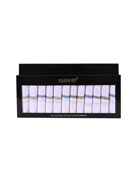 

BuckleUp Men Pack Of 12 White Solid Handkerchief Gift Set