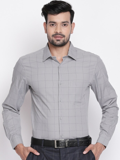 

RICHARD PARKER by Pantaloons Men Grey & Black Slim Fit Checked Formal Shirt