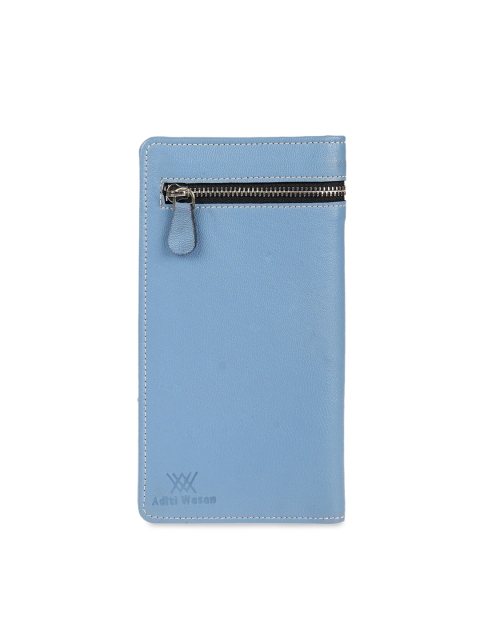 

Aditi Wasan Women Blue Solid Leather Two Fold Travel Wallet