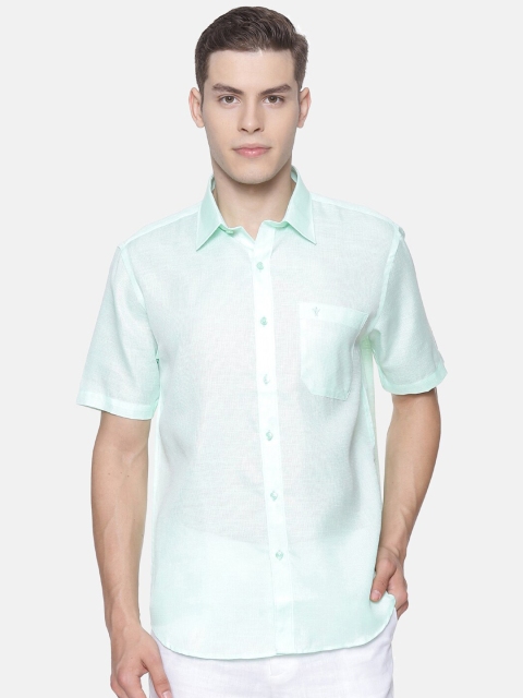 

RAMRAJ COTTON Men Pastel Green Original Regular Fit Solid Casual Shirt
