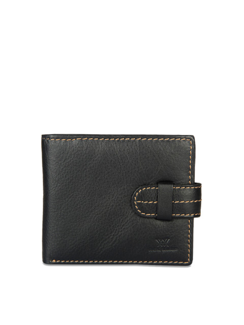 

Aditi Wasan Men Black Solid Two Fold Leather Wallet