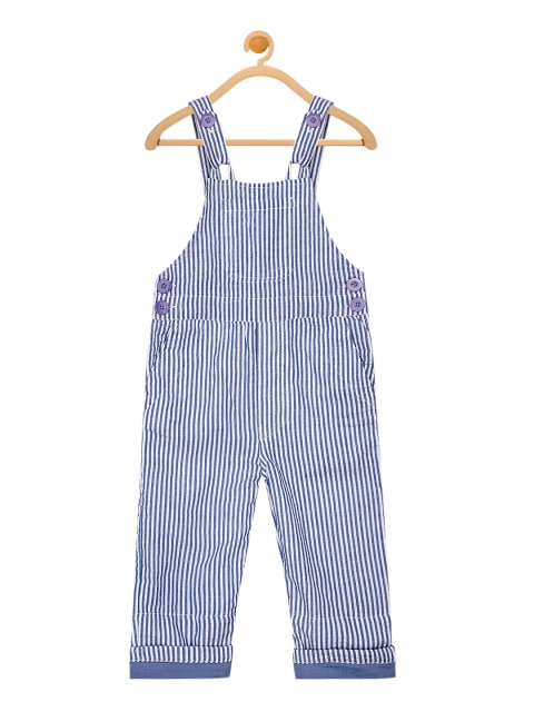 

Olele Girls Blue & White Striped Striaght-Leg Dungaree