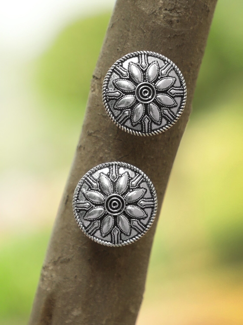 

Adwitiya Collection Silver-Plated Circular Handcrafted Studs