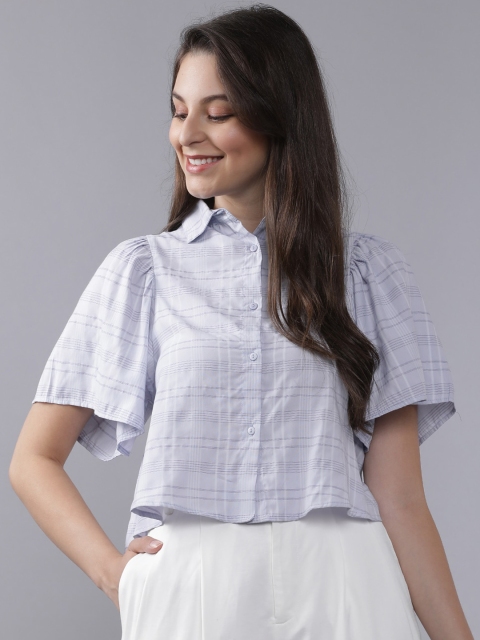 

Tokyo Talkies Women Blue & White Regular Fit Checked Casual Shirt