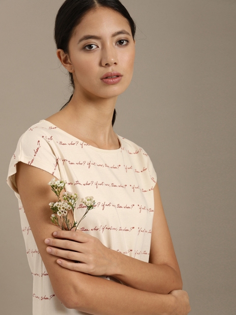 

ether Kora Collection Women Off-White Sustainable Unbleached Fabric Sustainable T-shirt