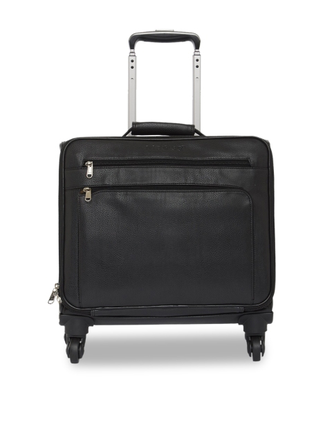 

MBOSS Unisex Black Solid Soft-Sided Cabin Laptop Overnighter Trolley Suitcase