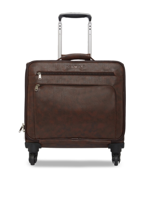 

MBOSS Brown Textured Soft-Sided Trolley Suitcase