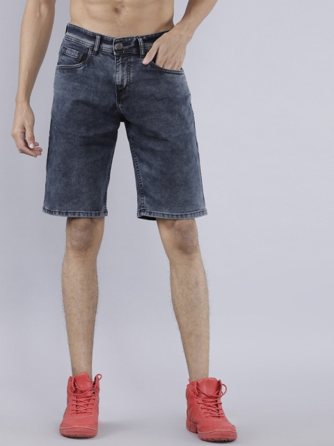 

HIGHLANDER Men Blue Washed Slim Fit Denim Shorts