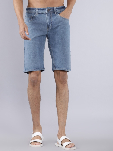 

HIGHLANDER Men Blue Washed Slim Fit Denim Shorts