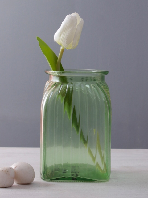 

TAYHAA Green Textured Glass Flower Vase
