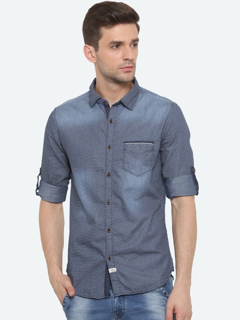 

SHOWOFF Men Blue Slim Fit Faded Casual Shirt