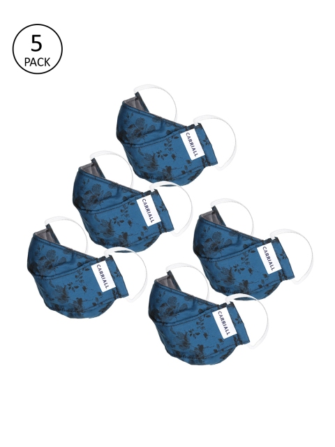 

CARRIALL Unisex Pack Of 5 3-Ply Reusable Cloth Masks, Blue