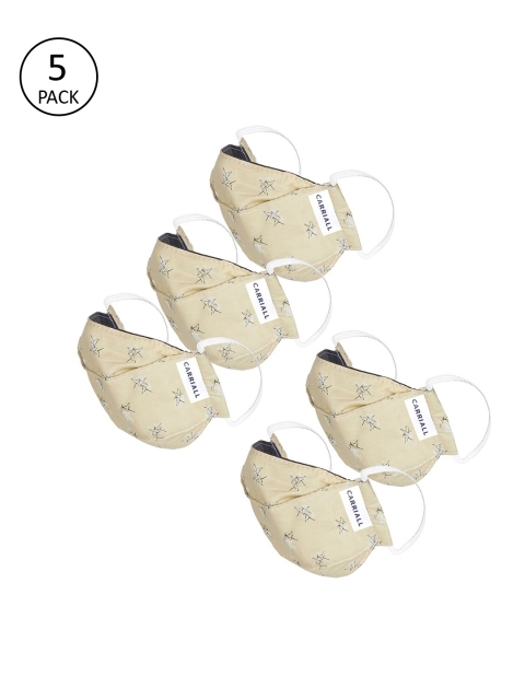 

CARRIALL Unisex Pack Of 5 3-Ply Reusable Cloth Masks, Yellow
