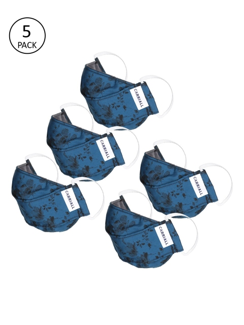 

CARRIALL Unisex 5 Pcs Blue 3 Ply Reusable Cloth Masks