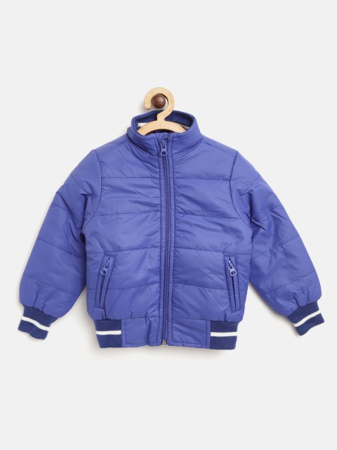 

Little Marco Boys Blue Solid Bomber Jacket
