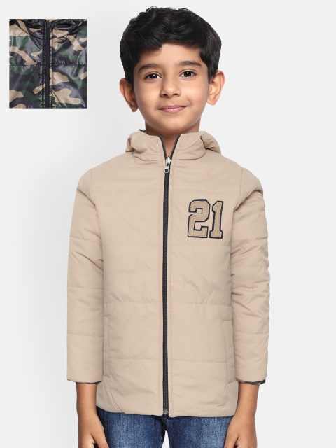 

Little Marco Boys Khaki Solid Hooded Reversible Padded Jacket