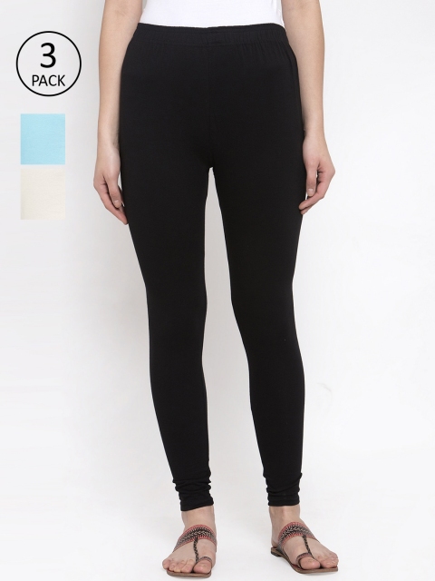 

TAG 7 Women Pack of 3 Solid Leggings, Black