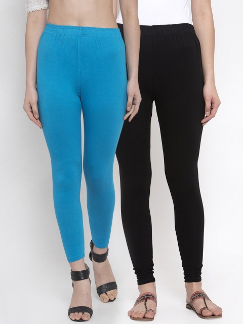 

TAG 7 Women Pack Of 3 Multicoloured Solid Leggings, Black