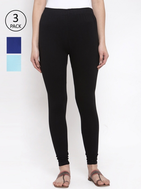 

TAG 7 Women Pack of 3 Solid Leggings, Black