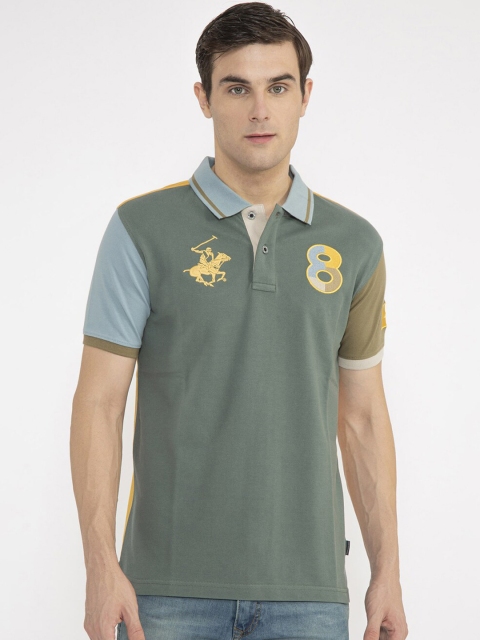 

Beverly Hills Polo Club Men Green Solid Polo Collar T-shirt
