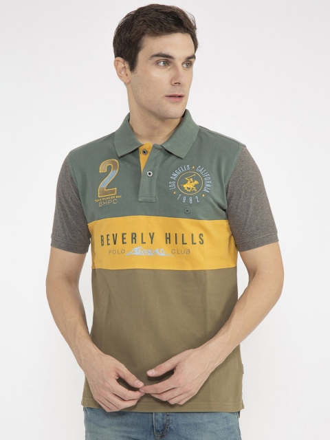

Beverly Hills Polo Club Men Green Printed Polo Collar T-shirt