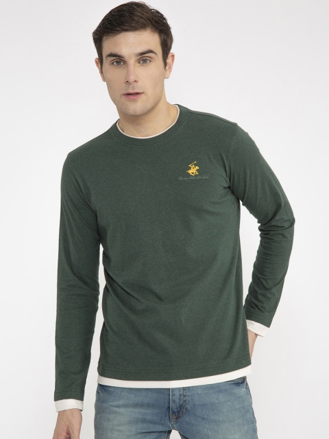 

Beverly Hills Polo Club Men Green Solid Round Neck T-shirt