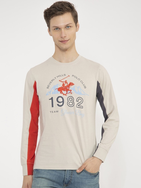 

Beverly Hills Polo Club Men Beige & Red Printed Round Neck T-shirt