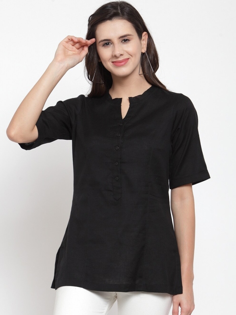 

Ayaany Women Black Solid Pure Cotton Top
