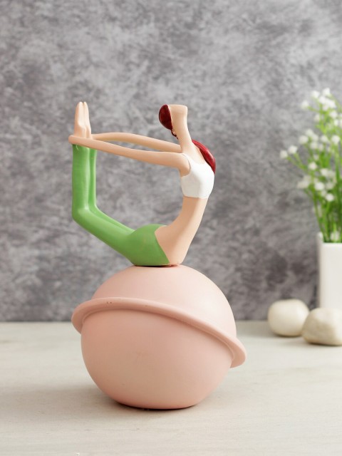 

TAYHAA Pink & Green Healthy Yoga Pose Figurine Showpiece