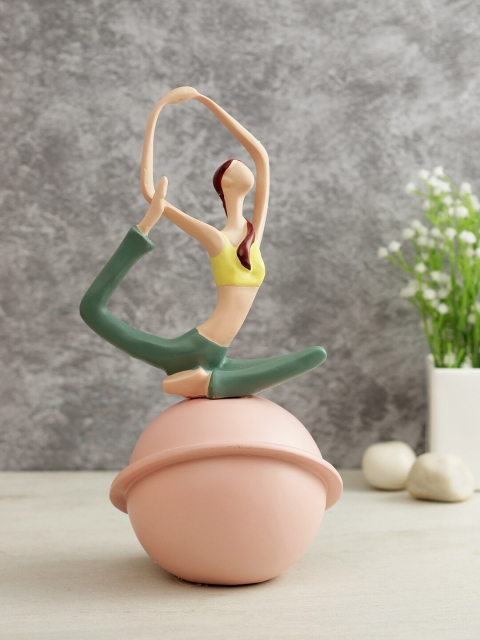 

TAYHAA Pink & Green Healthy Yoga Pose Figurine Showpiece