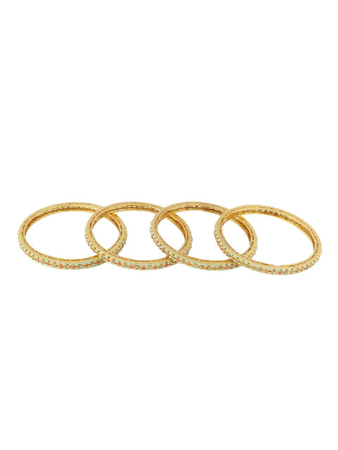

Adwitiya Women Set of 4 24CT Gold-Plated Stone-Studded Embellished Designer Handcrafted Bangles