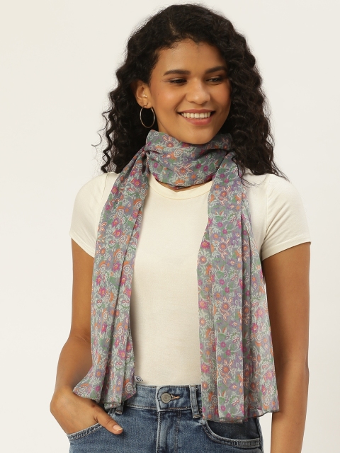 

Trend Arrest Women Blue & Pink Floral Printed Stole