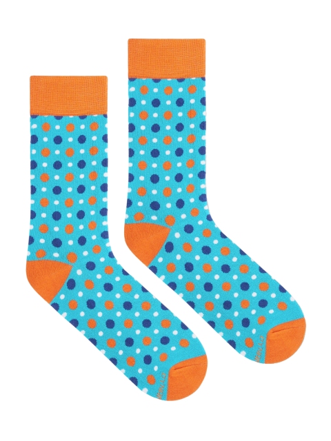 

Dynamocks Unisex Blue & Orange Patterned Fizzy Calf-Length Socks