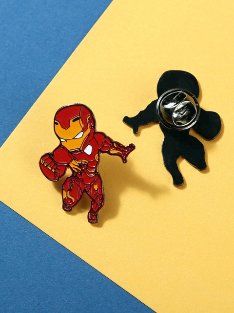 

Bigsmall Unisex Set of 2 Iron Man Metallic Lapel Pins, Red