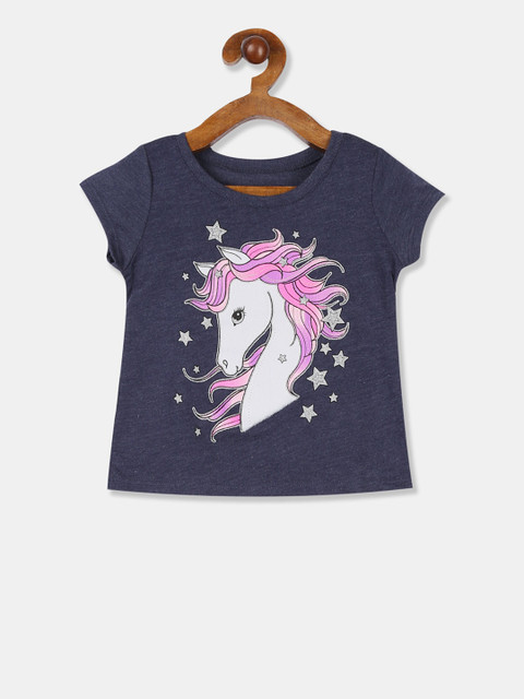 

The Childrens Place Girls Blue Printed Round Neck T-shirt