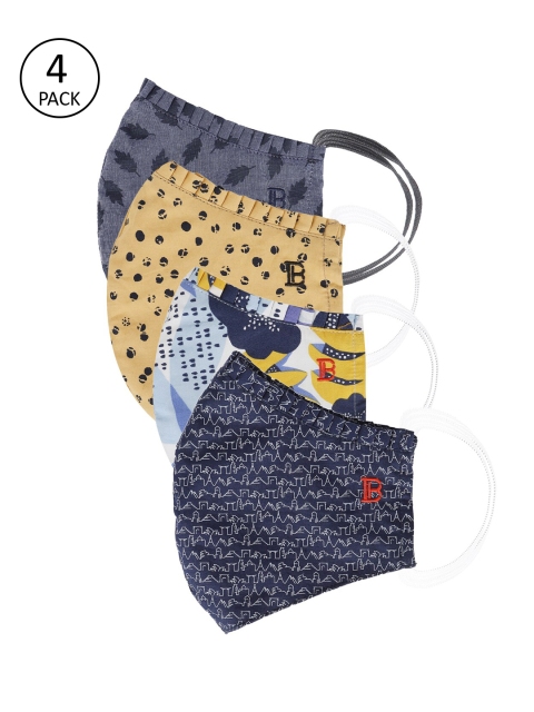 

Bene Kleed Women 4 Pcs 3-Ply Anti Bacterial Reusable Heptashield Printed Outdoor Masks, Multi