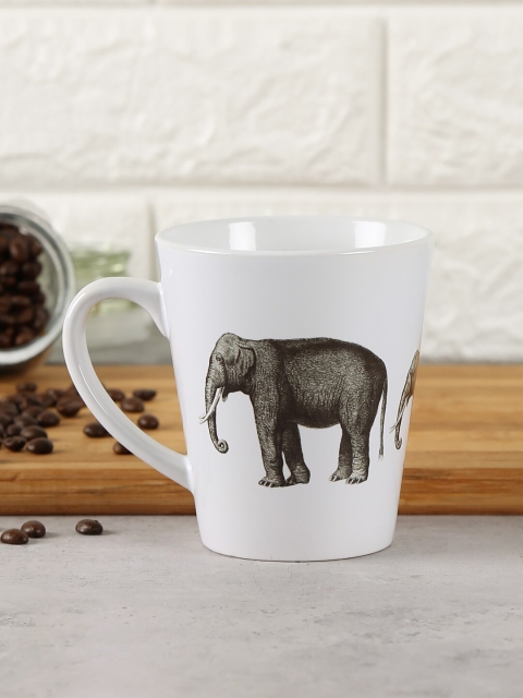 

India Circus by Krsnaa Mehta White & Black Elephant Printed Ceramic Coffee Mug