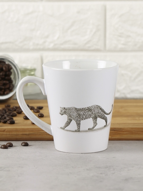 

India Circus by Krsnaa Mehta White & Grey Leopard Printed Ceramic Coffee Mug
