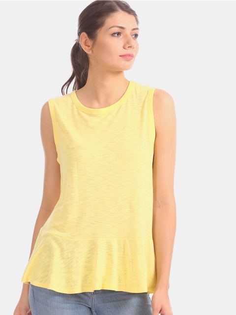 

GAP Women Yellow Solid Peplum Top