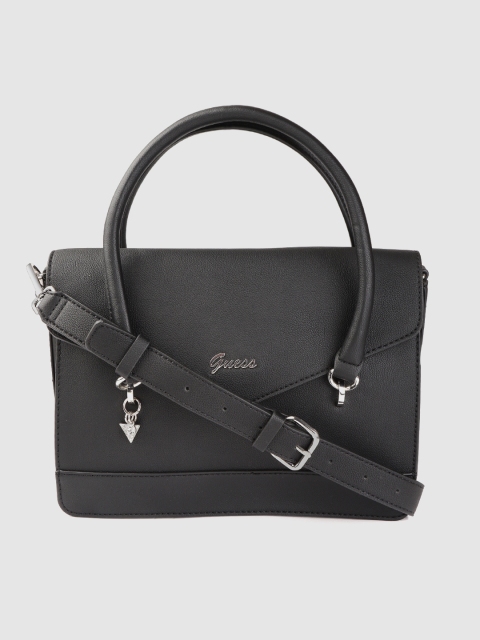 

GUESS Black Solid Handheld Bag with Detachable Sling Strap