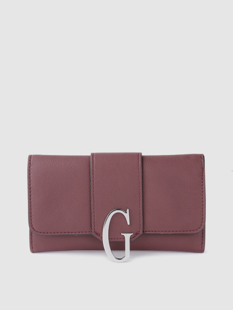 

GUESS Women Burgundy Solid Three Fold Wallet